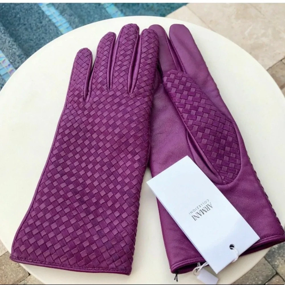 Armani‎ Collezioni braided Leather gloves Size S